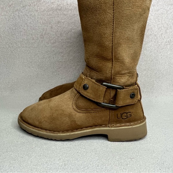 UGG Braiden Suede Tall Riding Boots-Brown/Tan-Women’s 5-Classic-Cozy-Winter-Boho - Picture 3 of 12